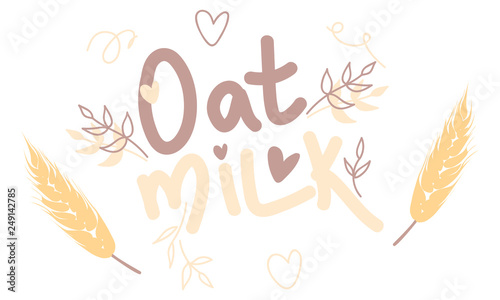 Oat milk. Healthy alternative to dairy. Vector illustration on a white background. Template for banner  card  poster  print and other design projects. 