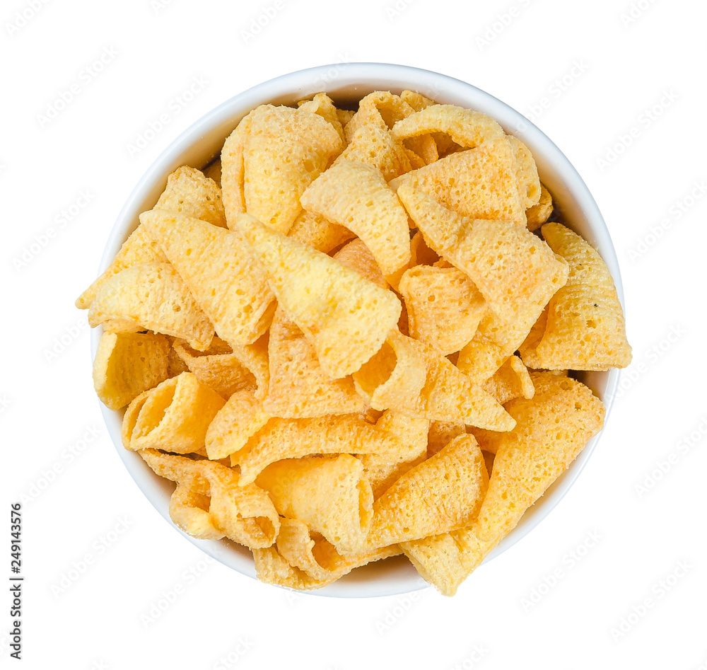 Cheese chips in a plate isolated on white background. Cheese chips in a plate isolated on white background.