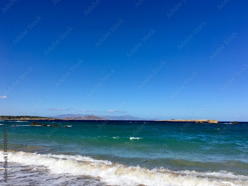 view of the sea and beach in Crete, Greece