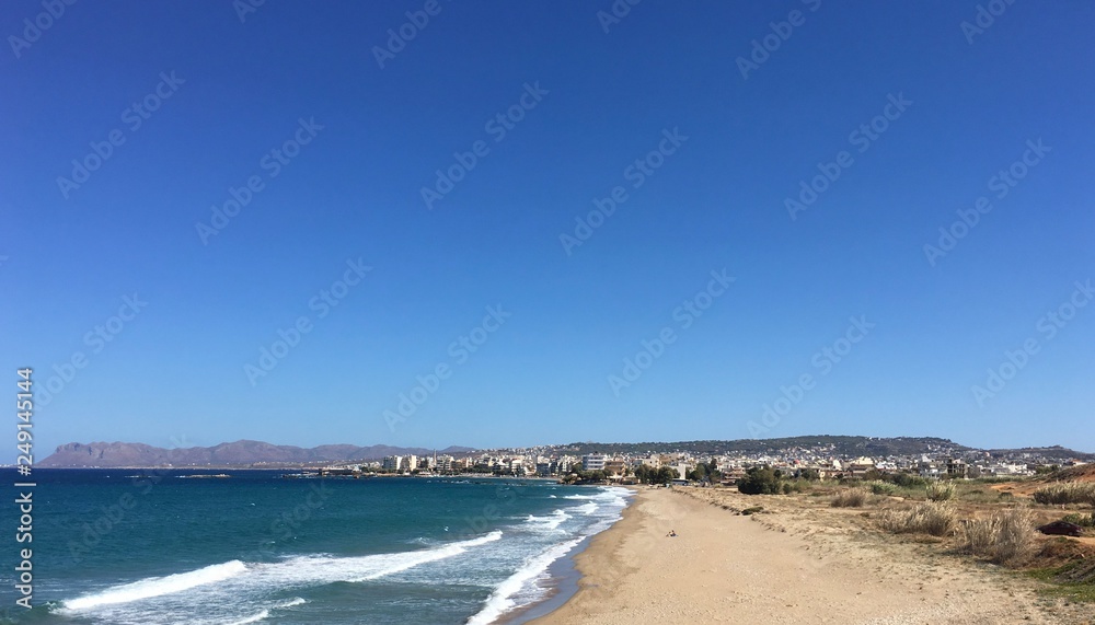 view of the sea and beach in Crete, Greece