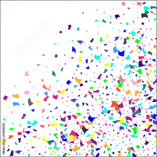 Colorful confetti on white background. 