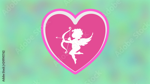 heart with wings, cupid in middle of the heart on valentine's day