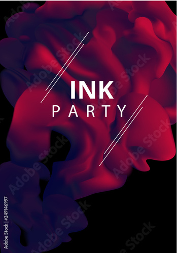 Red ink splash. Hookah smoke. Poster, invitation for party.