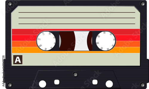 Canvas-taulu Cassette with a retro label as a vintage object for the design of the 80s