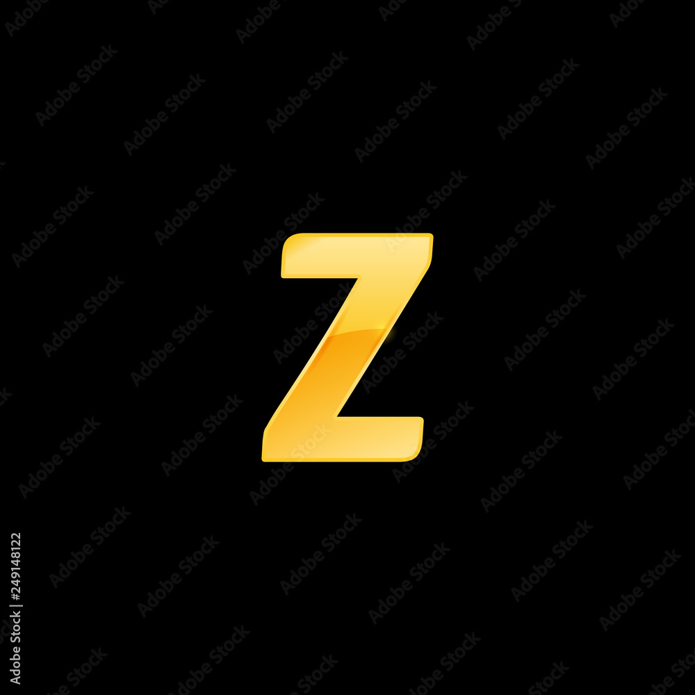 Initial Letter Z with metallic texture, trendy, 3d Glossy, metal texture, Gold, steel and realistic shadow based alphabet logo for company identity, isolated on black background. Initial Letter Z with metallic texture, trendy, 3d Glossy, metal texture, Gold, steel and realistic shadow based alphabet logo for company identity, isolated on black background.