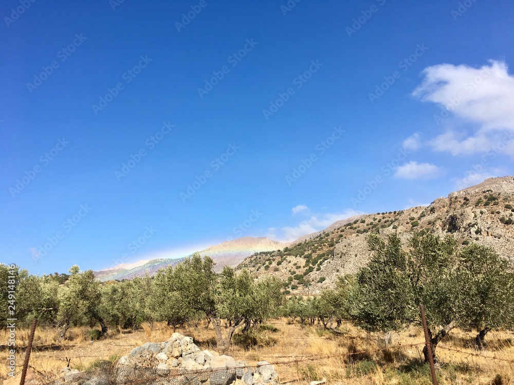 Rainbow in the mountains of Crete, Greece