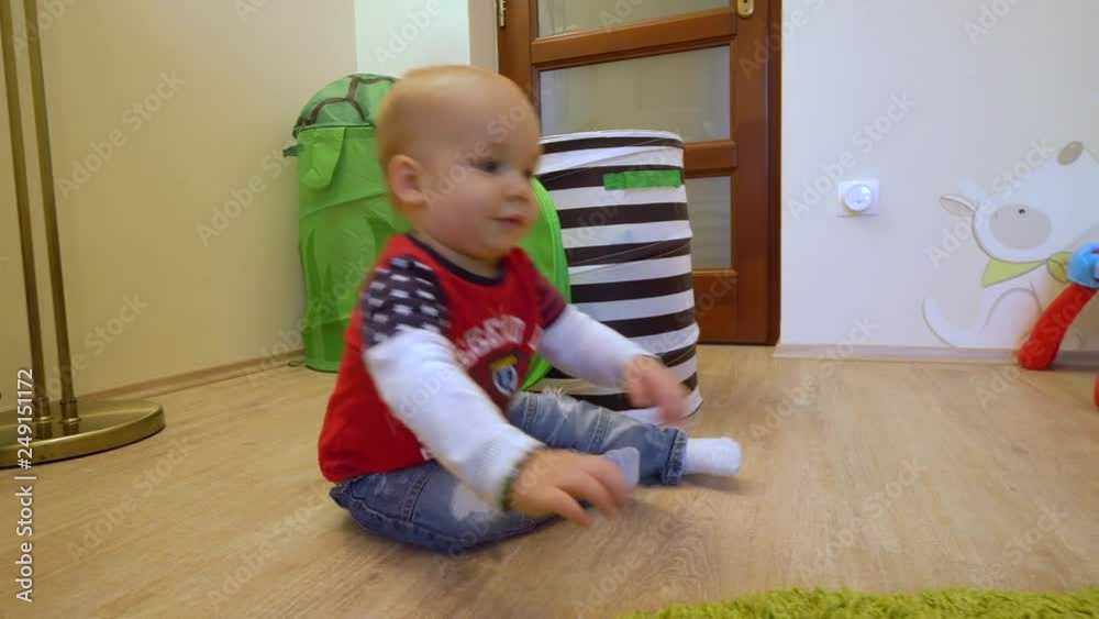 Close View Blond Little Baby Boy Playing With Colourful Cube Toys Close View Blond Little Baby Boy Playing With Colourful Cube Toys