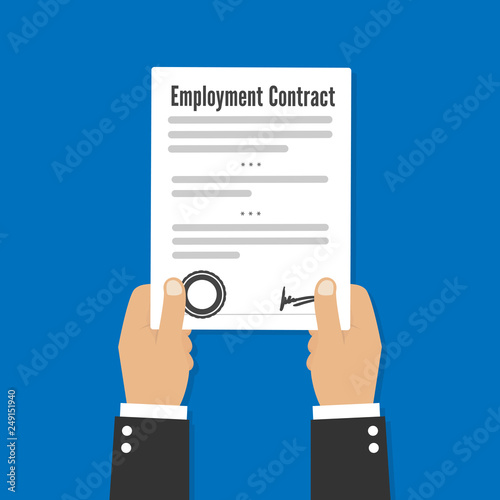 Employment contract paper document vector flat