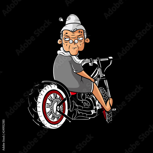 Grandma Motorcycle Ladybiker Black