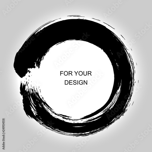Enso Zen Circle Brush. Round frame. Vector Illustration