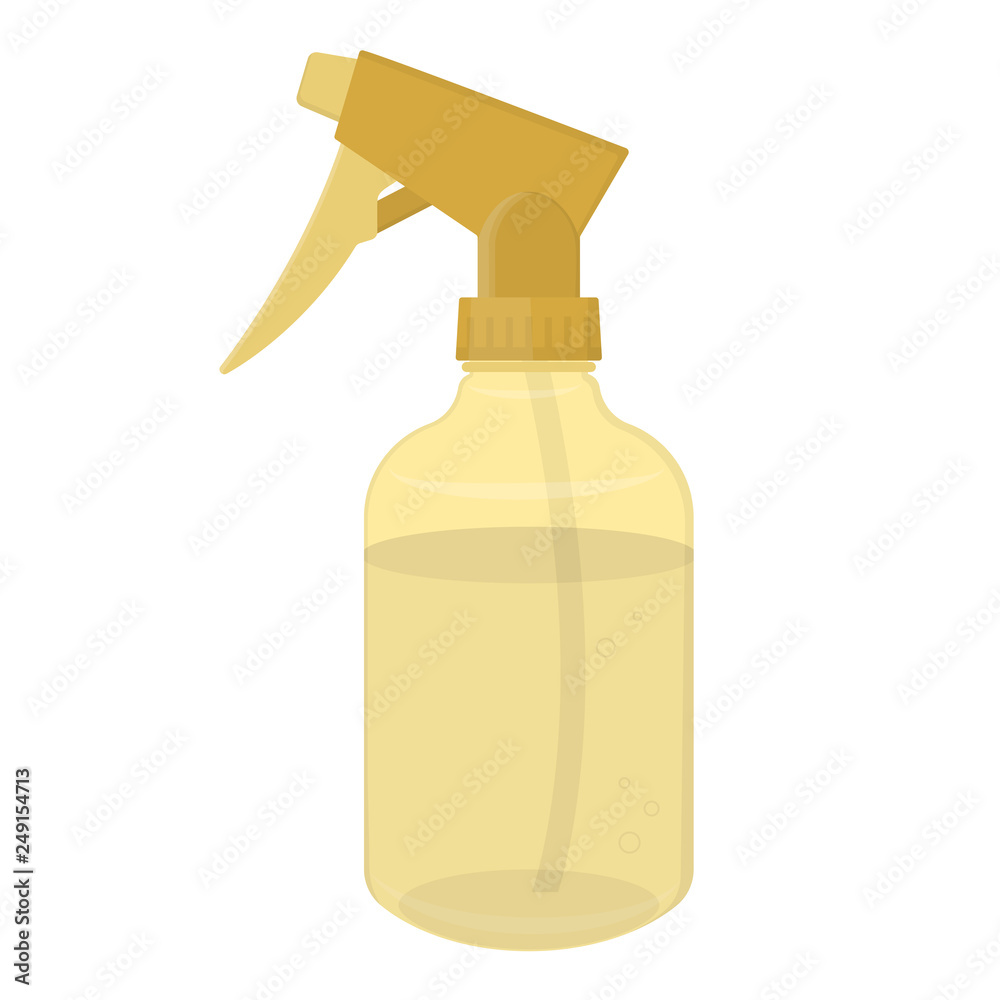 Hairdresser water spray gold colored plastic bottle. Isolated on white. Vector illustration. Hairdresser water spray gold colored plastic bottle. Isolated on white. Vector illustration.