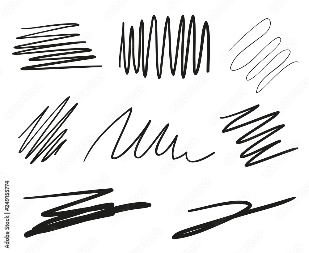 Hand drawn lettering underlines on white. Abstract backgrounds with array of lines. Stroke chaotic patterns. Black and white illustration. Sketchy elements for posters and flyers Hand drawn lettering underlines on white. Abstract backgrounds with array of lines. Stroke chaotic patterns. Black and white illustration. Sketchy elements for posters and flyers