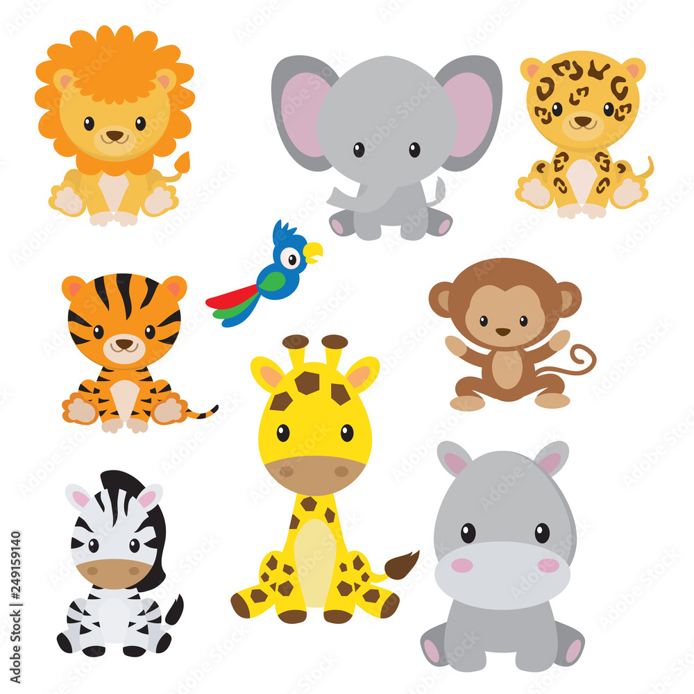 Jungle animals clip art Stock Vector | Adobe Stock