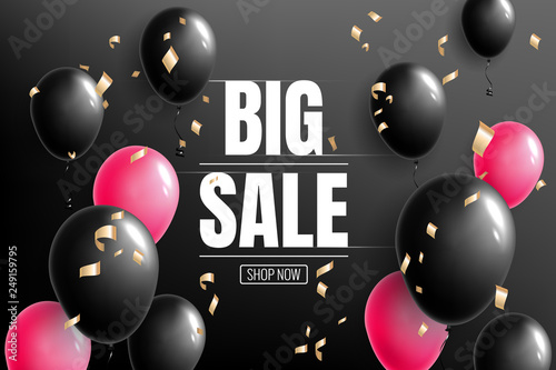 Special offer Big Sale banner template vector design. Colorful air balloons