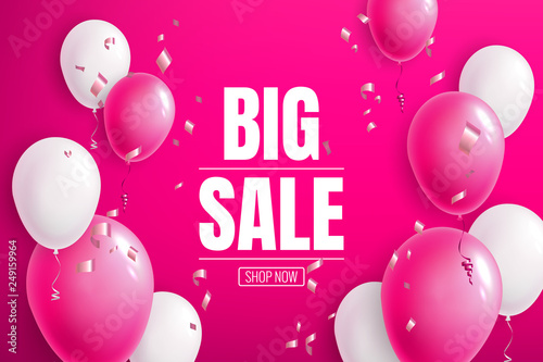 Special offer Big Sale banner template vector design. Colorful air balloons