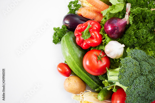 fresh vegetables on the white background, healthy concept