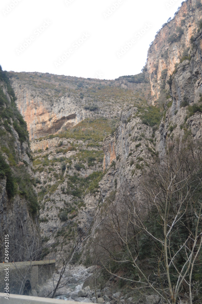 Mountains Of The Pyrenees With Beautiful Gorges And Ravines. Travel, Landscapes, Nature. December 27, 2014. Benasque, Huesca, Aragon.