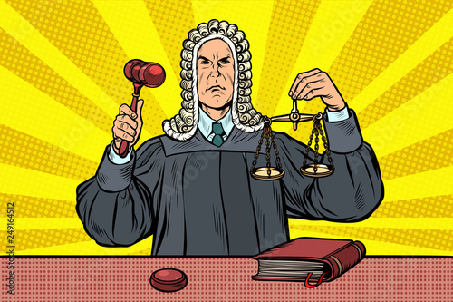 judge with a hammer. scales of justice