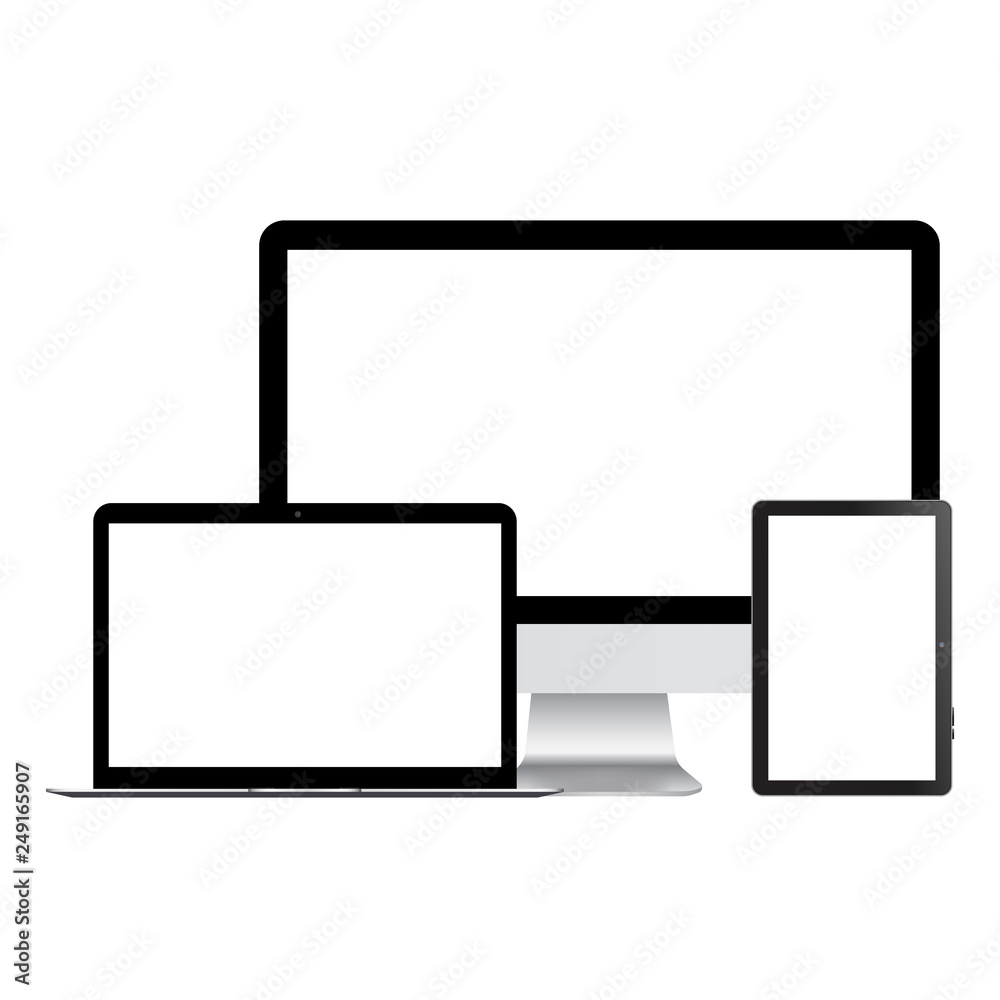 Computer monitor and tablet mock up. Vector Computer monitor and tablet mock up. Vector