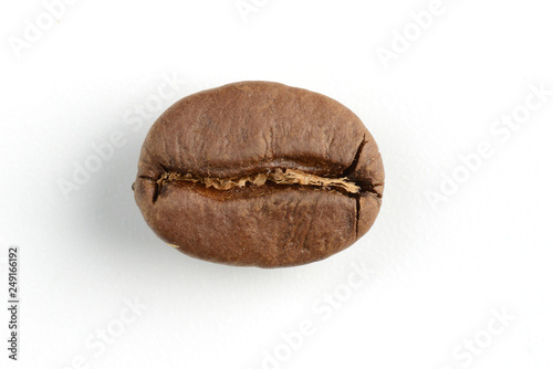 coffee bean on a white background, coffee roasting, close-up