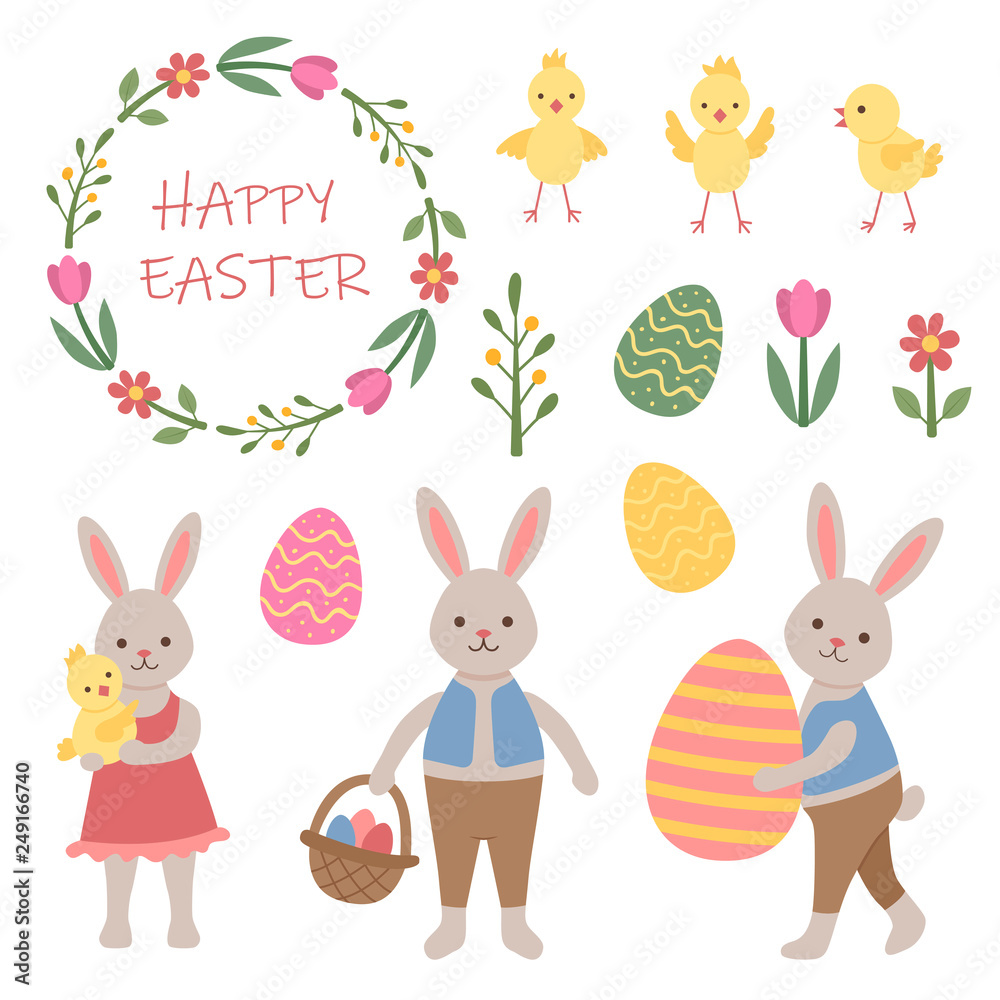 Set of Easter elements. Set of Easter elements.