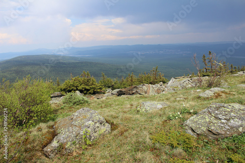 view from the mountain to the forest and kurumnik photo