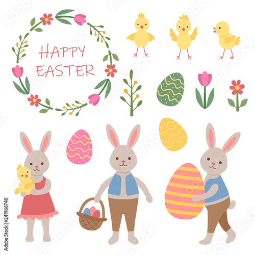 Set of Easter elements.