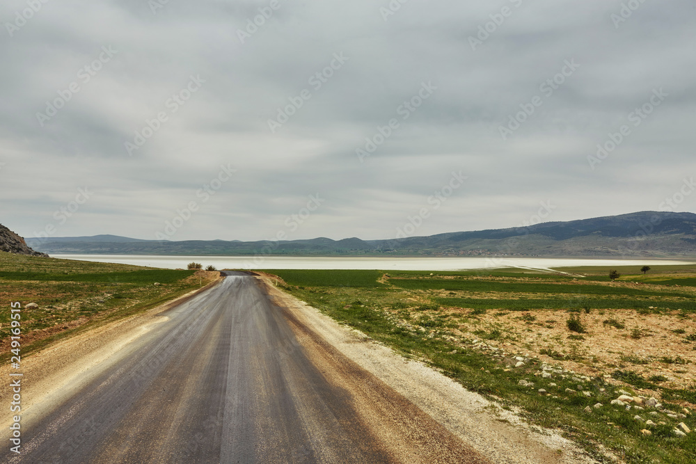 Dry lake and dramatic clouds in Turkey