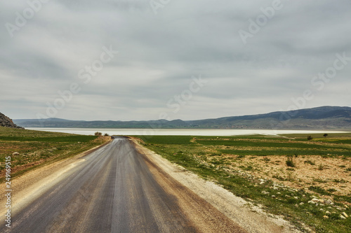 Dry lake and dramatic clouds in Turkey