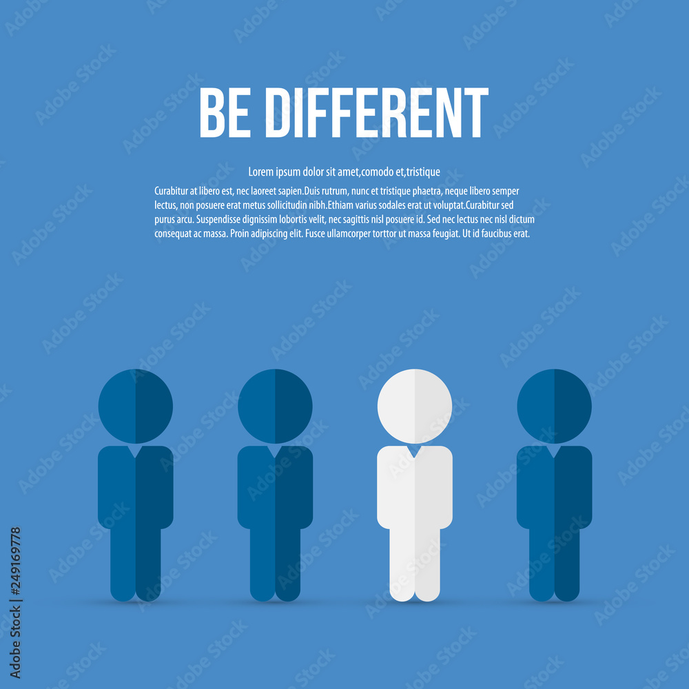 Be different - Being different, standing out from the crowd -The graphic of a red man also represents the concept of individuality , confidence, uniqueness, innovation, creativity. Be different - Being different, standing out from the crowd -The graphic of a red man also represents the concept of individuality , confidence, uniqueness, innovation, creativity.