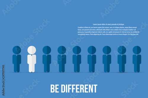 Be different - Being different, standing out from the crowd -The graphic of a red man also represents the concept of individuality , confidence, uniqueness, innovation, creativity. 