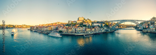 Porto Riviera at sunrise by drone. High resolution aerial panorama.