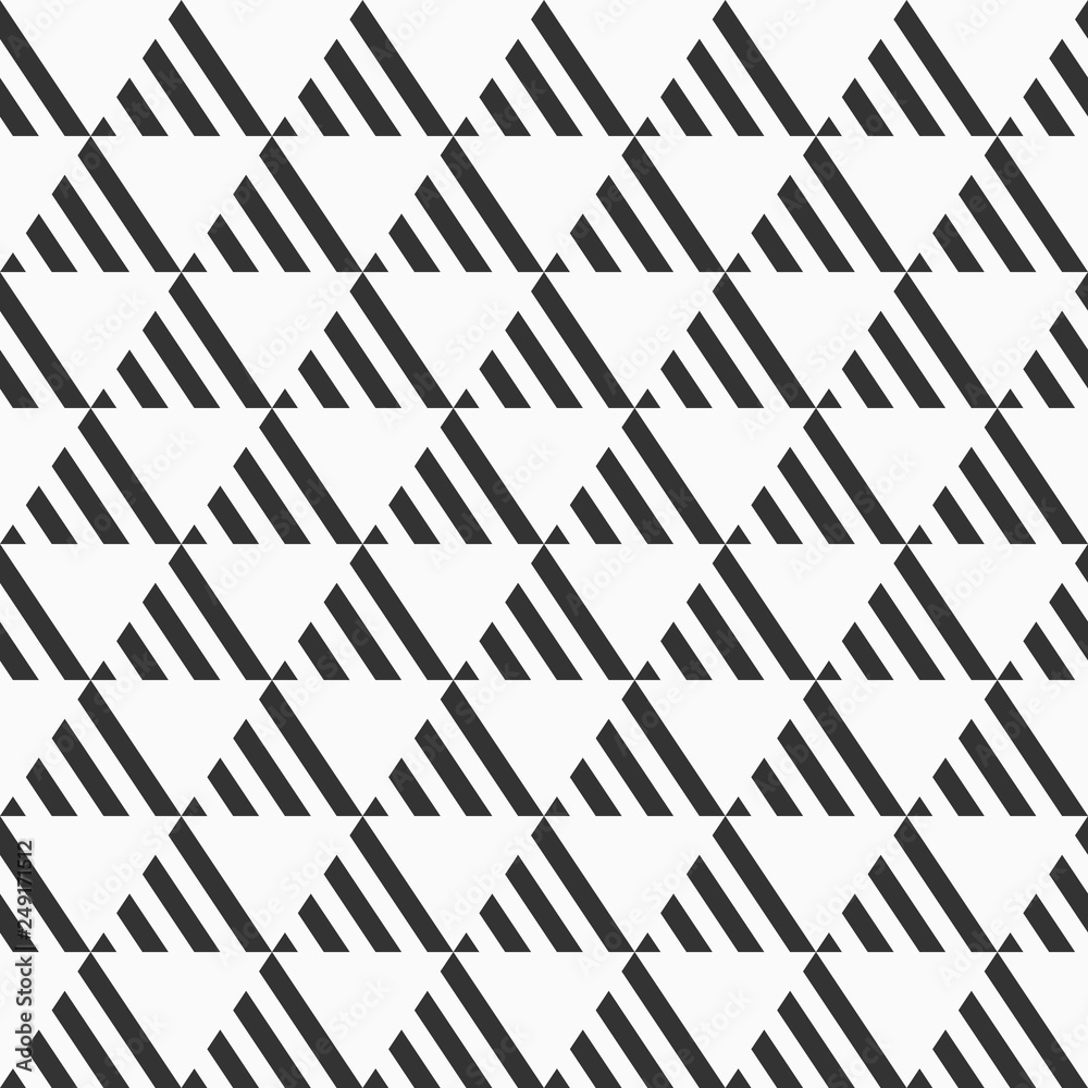 Naklejka premium Abstract seamless pattern. Repeating geometric tiles from striped bold triangles.