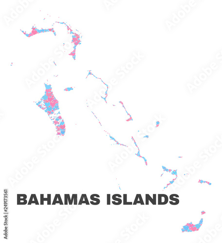Mosaic Bahamas Islands map of valentine hearts in pink and blue colors isolated on a white background. Lovely heart collage in shape of Bahamas Islands map.