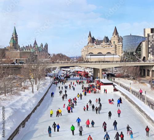 Rideau Canal Ice Skating Rink in winter, Ottawa, Canada photo