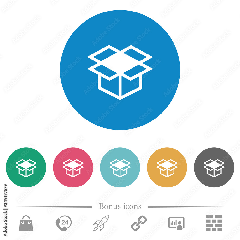 Open box flat round icons