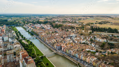 Aerial view of Balaguer with the river Segre, La Noguera, (Province of Lleida, Catalonia, Spain) photo