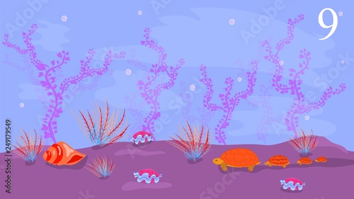 Marine background with fish  marine life  in the vector  designed for cards  banners  children s books  animation