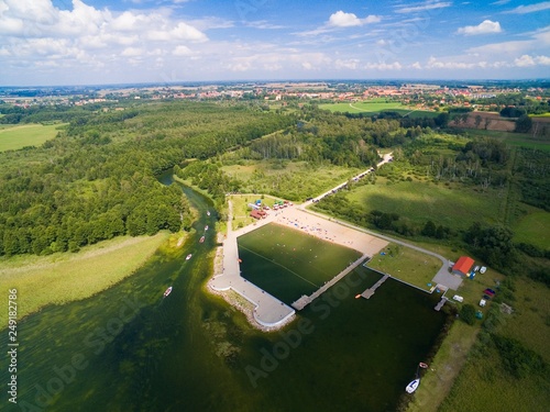 Aerial view of yachts saili...