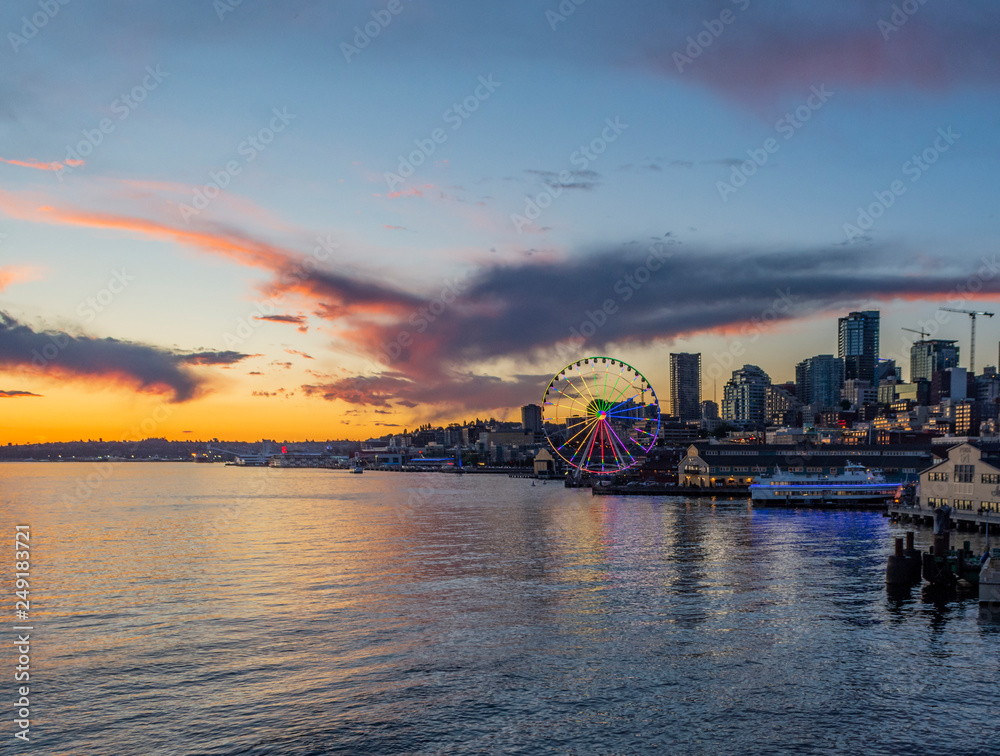 sunset over Seattle