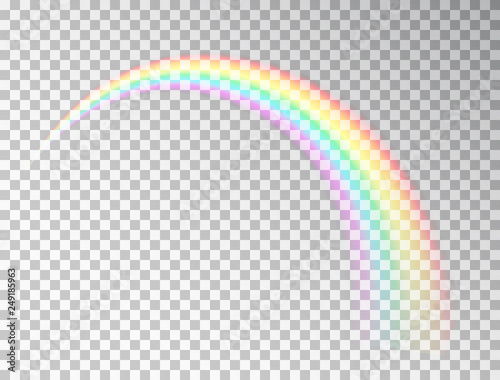 Rainbow isolated on transparent background. Realistic rainbow icon. Colorful light and bright design element for decoration. Symbol of love. Vector illustration