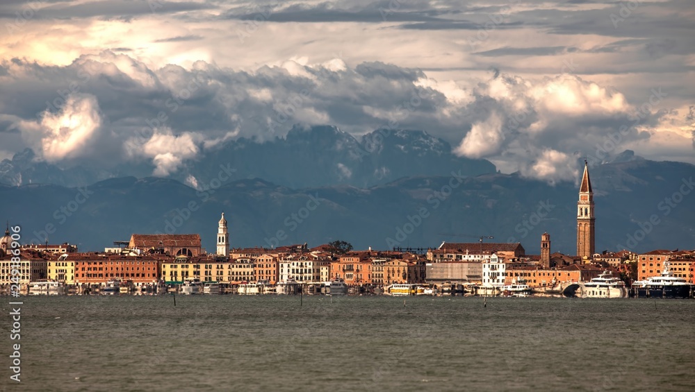 Italy beauty, unbelievable view, Dolomites above the Venice, Venezia