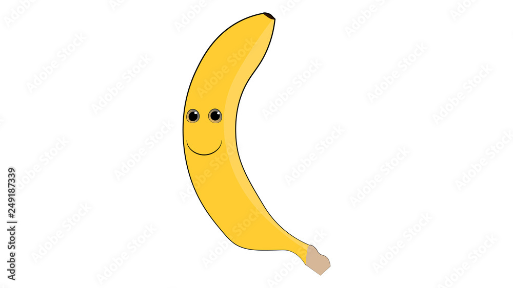 Banana cute character. Banana smile sticker