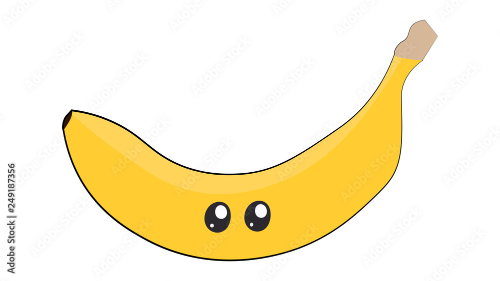 Banana cute character. Banana smile sticker