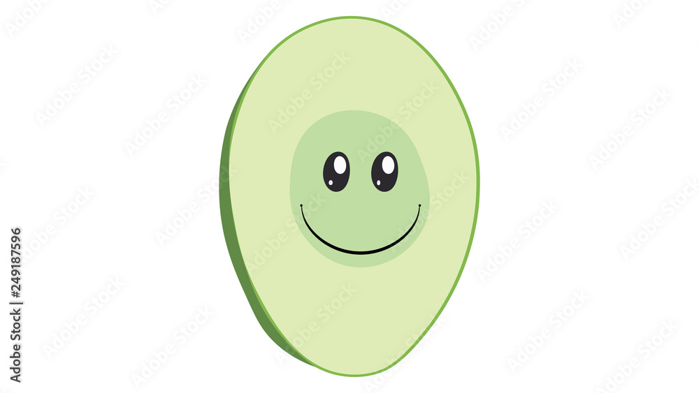 Fototapeta premium Avocado cute character. Avocado smile sticker.