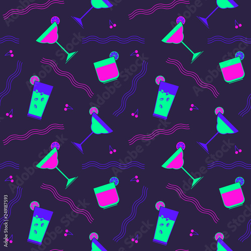 Flat cocktail party vector seamless pattern