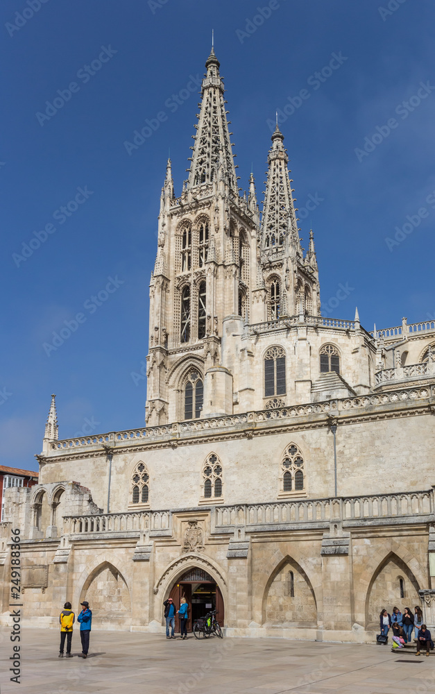 People in front of the cathedral of Burgos, Spain