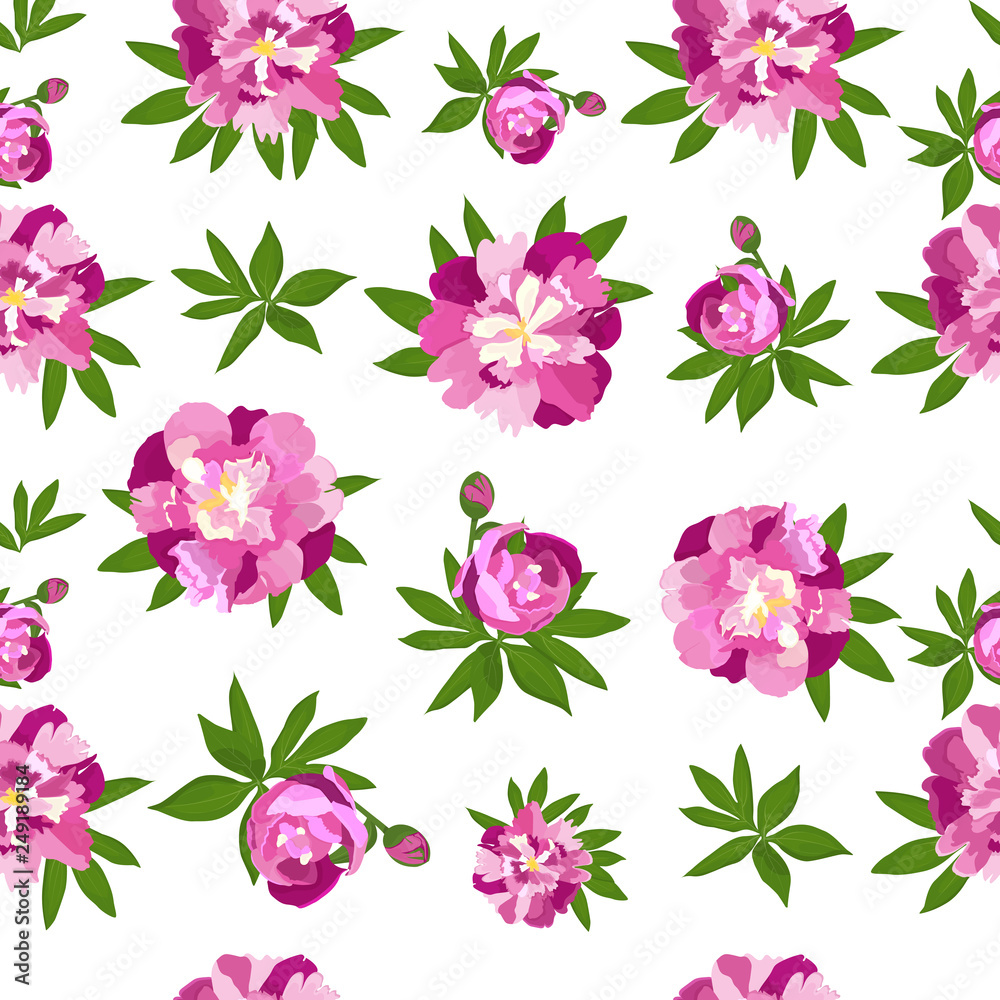 Peonies seamless pattern for printing on fabric, wallpaper, background to Mother's , Women's Day, for the design of wedding cards