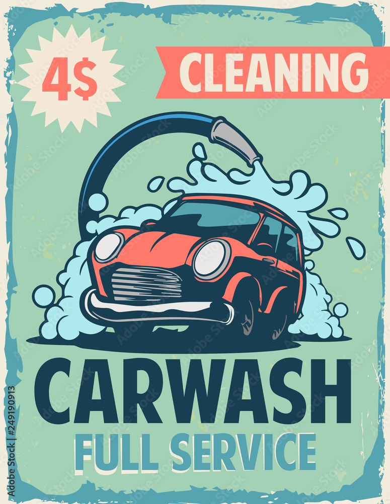 vintage car wash Stock Vector Adobe Stock