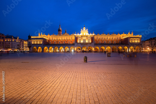 Krakow, View of the old city after sunset